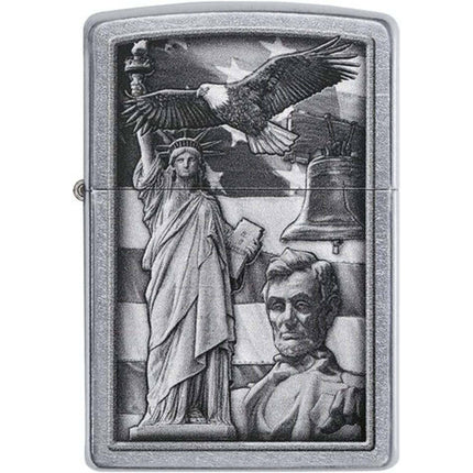 Zippo Windproof Pocket Lighter - American Icon Design Street Chrome Finish | 49484