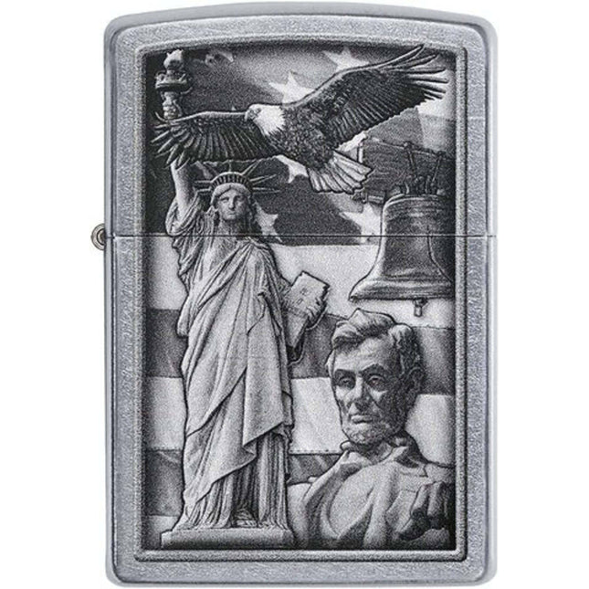 Zippo Windproof Pocket Lighter - American Icon Design Street Chrome Finish | 49484