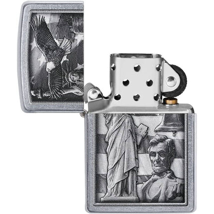 Zippo Windproof Pocket Lighter - American Icon Design Street Chrome Finish | 49484