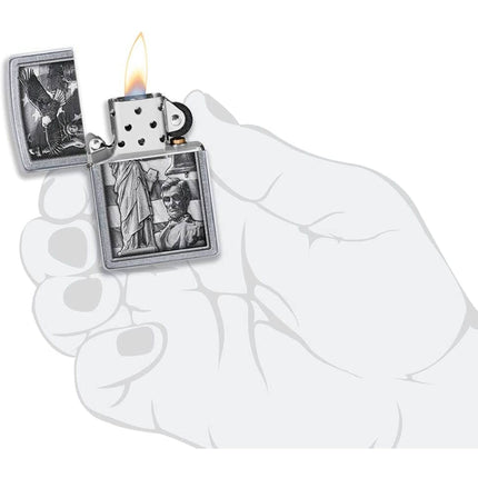 Zippo Windproof Pocket Lighter - American Icon Design Street Chrome Finish | 49484