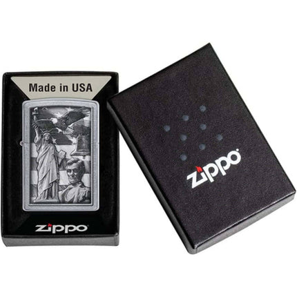 Zippo Windproof Pocket Lighter - American Icon Design Street Chrome Finish | 49484