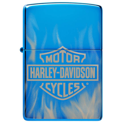 Zippo Windproof Lighter - Harley Davidson Flames Design High Polish Blue | 49469