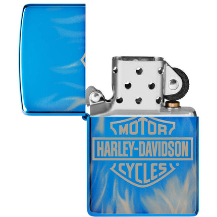 Zippo Windproof Lighter - Harley Davidson Flames Design High Polish Blue | 49469