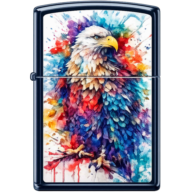 Zippo Windproof Pocket Lighter - Multicolor Painted Eagle Navy Matte Metal | XC220