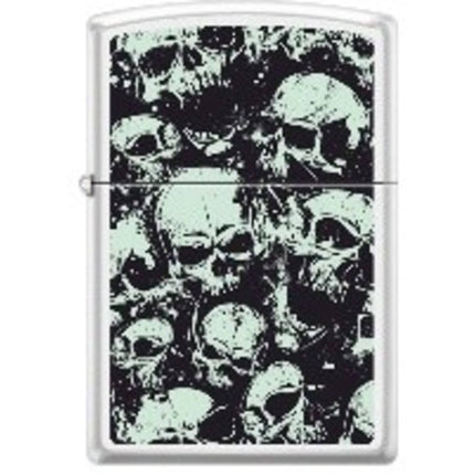 Zippo Windproof Pocket Lighter - Skulls 49193 Glow-In-The-Dark Metal | XC318