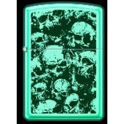 Zippo Windproof Pocket Lighter - Skulls 49193 Glow-In-The-Dark Metal | XC318