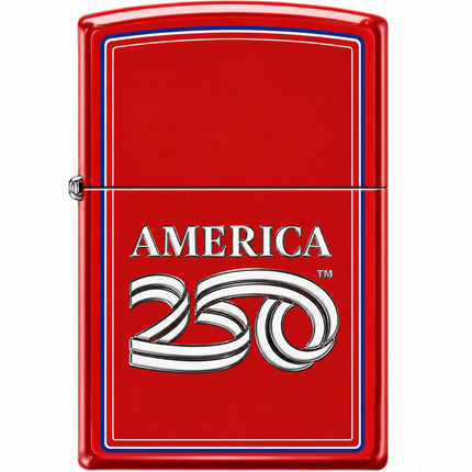 Zippo Windproof Pocket Lighter - America 250 Red Matte Metal | XC222