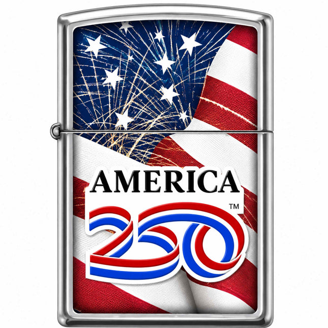 Zippo Windproof Pocket Lighter - America 250 Street Chrome US Flag Metal | XC234
