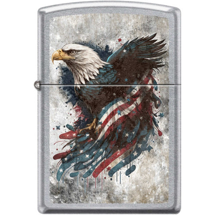 Zippo Windproof Pocket Lighter - Distressed Eagle Street Chrome Metal | XC351