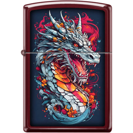 Zippo Windproof Pocket Lighter - Colorful Dragon Design Black Matte Metal | XC353