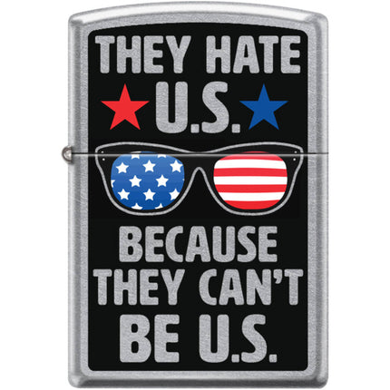 Zippo Windproof Pocket Lighter - They Hate US Street Chrome Metal | XC354