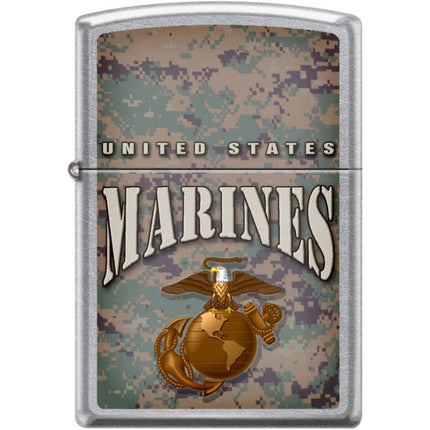 Zippo Windproof Pocket Lighter - USMC Street Chrome Metal | XC362