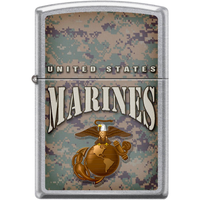 Zippo Windproof Pocket Lighter - USMC Street Chrome Metal | XC362
