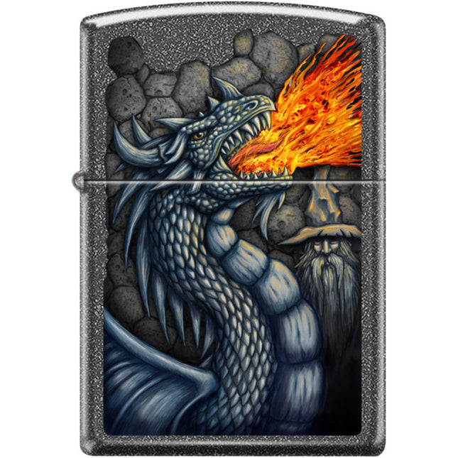 Zippo Windproof Pocket Lighter - Fiery Dragon Design Iron Stone Metal | XC363