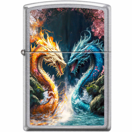 Zippo Windproof Pocket Lighter - Dragon Battle Street Chrome Metal | XC365