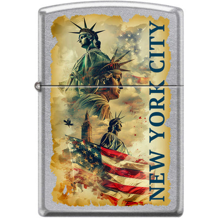 Zippo Windproof Pocket Lighter - New York City Design Street Chrome Metal | XC367