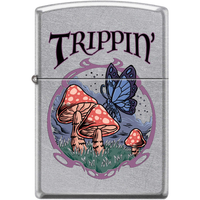 Zippo Windproof Pocket Lighter - Trippin Mushroom Street Chrome Metal | XC372