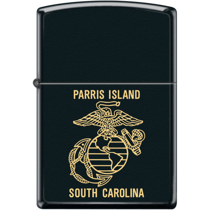 Zippo Windproof Pocket Lighter - Usmc Parris Island Black Matte Metal | XC374