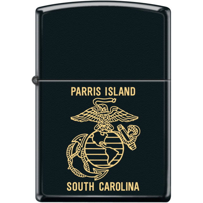 Zippo Windproof Pocket Lighter - Usmc Parris Island Black Matte Metal | XC374