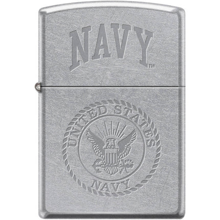 Zippo Windproof Pocket Lighter - U S Navy Le Street Chrome Metal | XC375