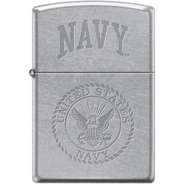 Zippo Windproof Pocket Lighter - U S Navy Le Street Chrome Metal | XC375
