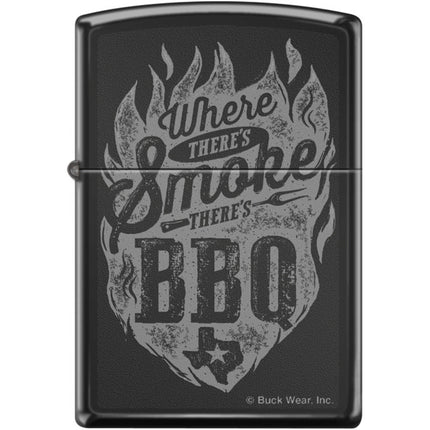 Zippo Windproof Lighter - Buck Wear BWNW Where Theres Smoke High Polish Black | XC378