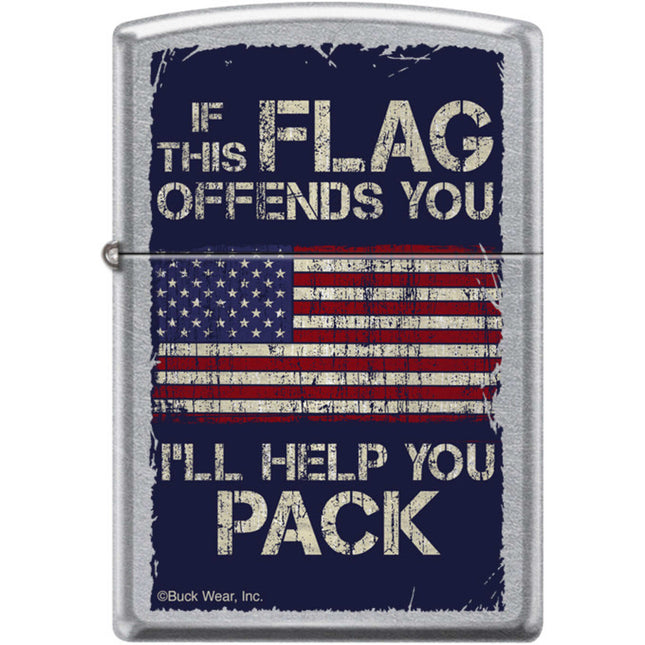 Zippo Windproof Pocket Lighter - Buck Wear Ill Help You Pack Street Chrome | XC379