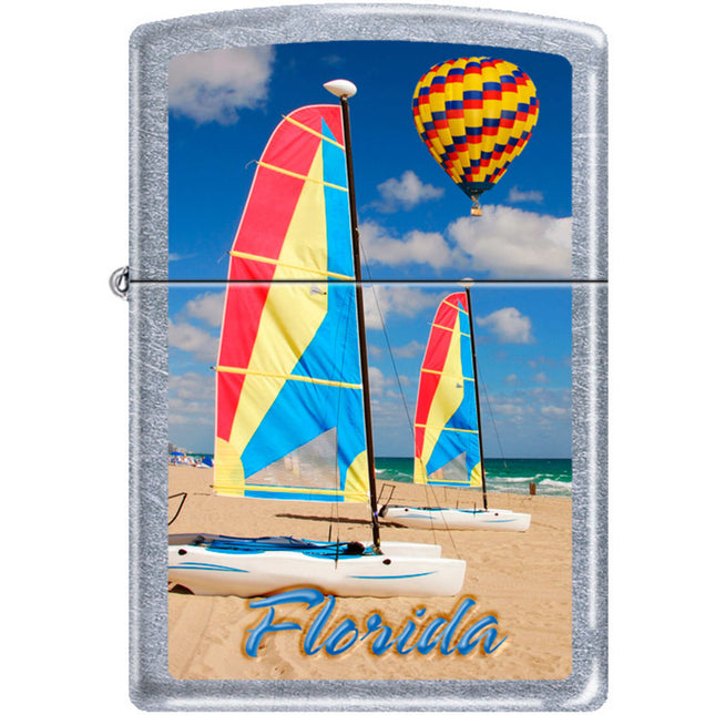Zippo Windproof Pocket Lighter - Florida Beach Sports Street Chrome Metal | XC392