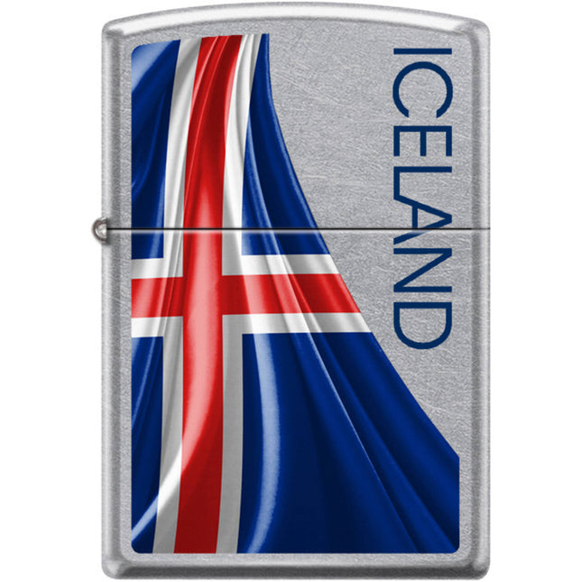 Zippo Windproof Pocket Lighter - Iceland Flag Design Street Chrome Metal | XC395