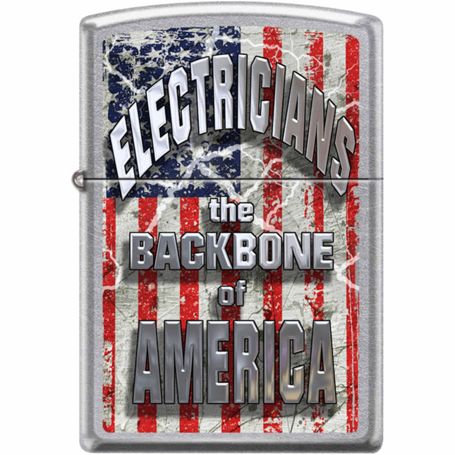 Zippo Windproof Pocket Lighter - Electrician Design Street Chrome Metal | XC399