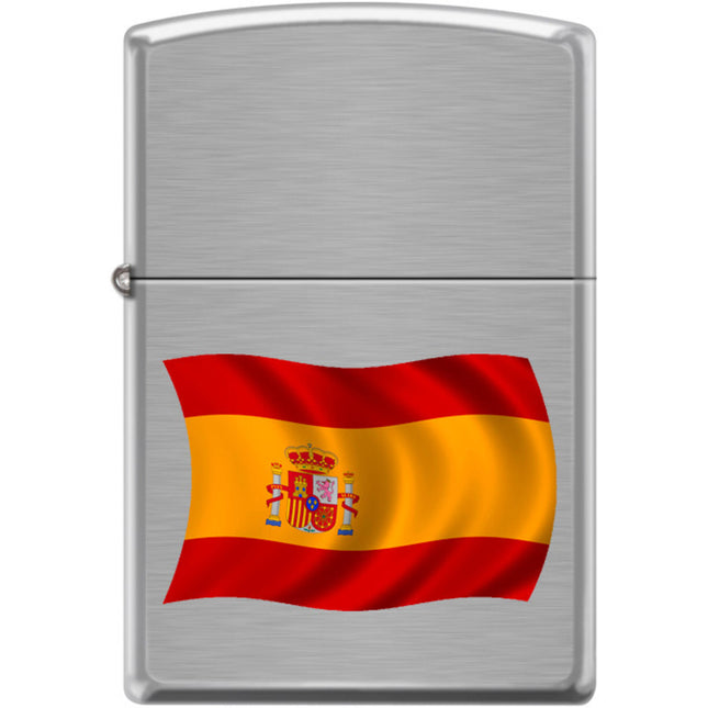 Zippo Windproof Pocket Lighter - Flag Of Spain Brushed Chrome Metal | XC402