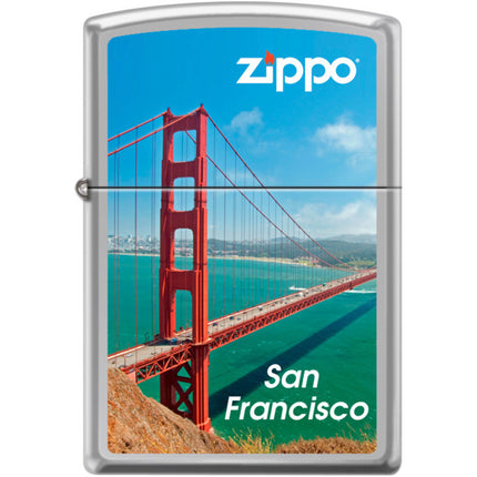 Zippo Windproof Pocket Lighter - San Fran Bridge High Polish Chrome Metal | XC406