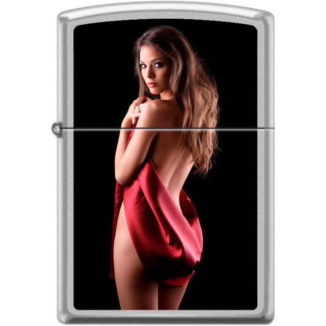 Zippo Windproof Pocket Lighter - Cover Me Up Satin Chrome Metal | XC427