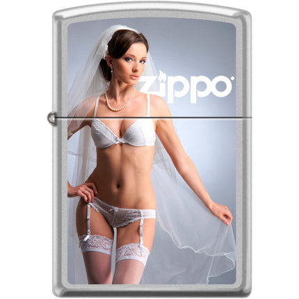 Zippo Windproof Pocket Lighter - I'm Ready Satin Chrome Metal | XC428