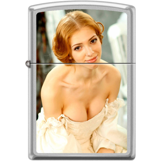 Zippo Windproof Pocket Lighter - A Natural Temptation Satin Chrome Metal | XC429