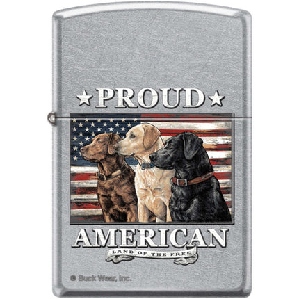 Zippo Windproof Pocket Lighter - Buck Wear Proud Dogs Street Chrome Metal | XC435