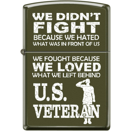Zippo Windproof Pocket Lighter - US Veteran Design Green Matte Metal | XC440