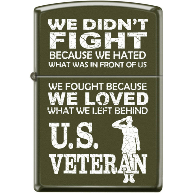 Zippo Windproof Pocket Lighter - US Veteran Design Green Matte Metal | XC440