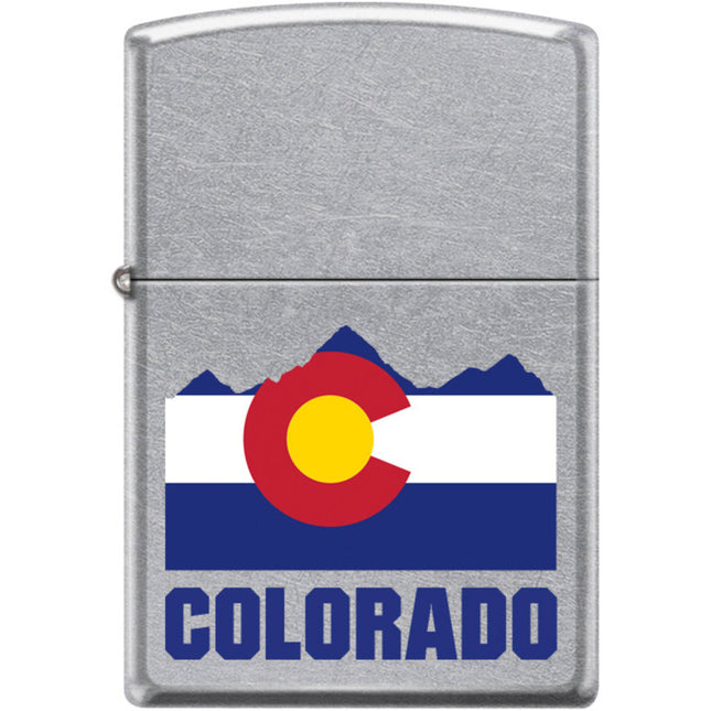 Zippo Windproof Pocket Lighter - Colorado Mountain Flag Street Chrome Metal | XC446