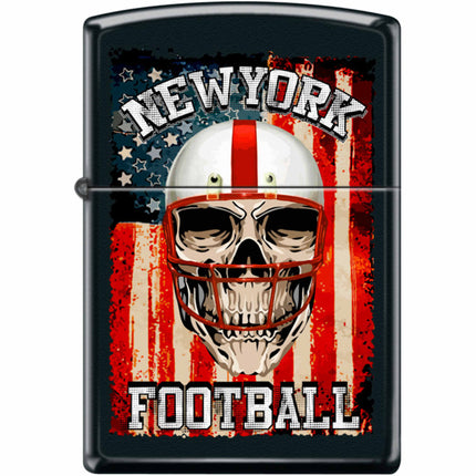 Zippo Windproof Pocket Lighter - New York Football Black Matte Metal | XC470
