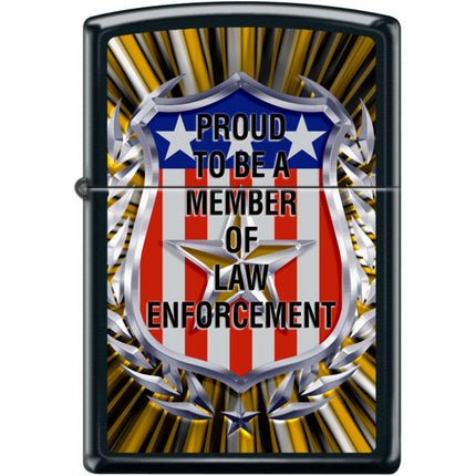 Zippo Windproof Pocket Lighter - Proud Member Law Enforcement Black Matte | XC472