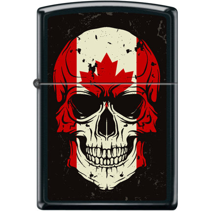 Zippo Windproof Pocket Lighter - Canadian Leaf Skull Black Matte Metal | XC473