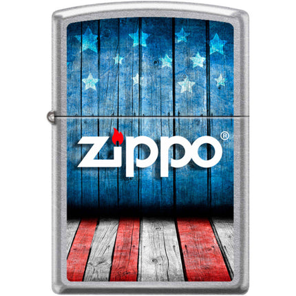 Zippo Windproof Pocket Lighter - USA Stage Zippo Logo Street Chrome Metal | XC479