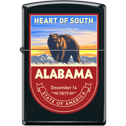 Zippo Windproof Pocket Lighter - Alabama Heart of South Black Matte Metal | XC491