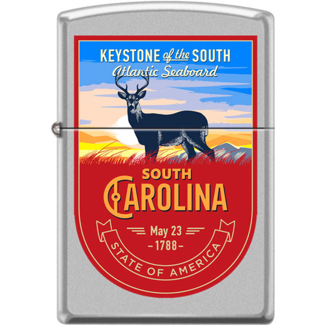 Zippo Windproof Pocket Lighter - South Carolina State Emblem Satin Chrome | XC492