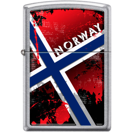 Zippo Windproof Pocket Lighter - Norway Flag Street Chrome Metal | XC494