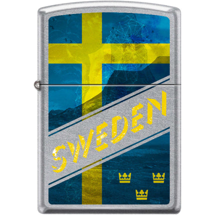 Zippo Windproof Pocket Lighter - Sweden Flag Street Chrome Metal | XC495