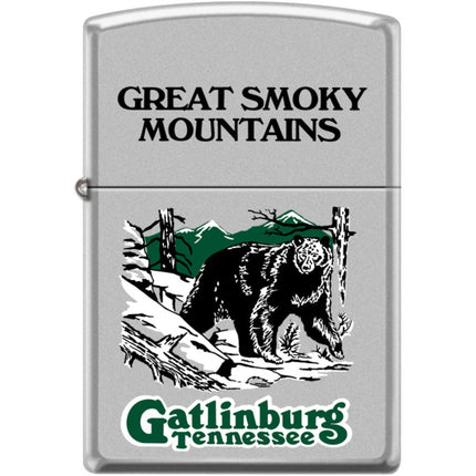 Zippo Windproof Pocket Lighter - Great Smoky Mountains Gatlinburg Satin Chrome | XC510