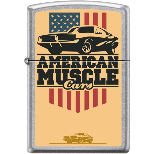 Zippo Windproof Pocket Lighter - American Muscle Cars Street Chrome Metal | XC521