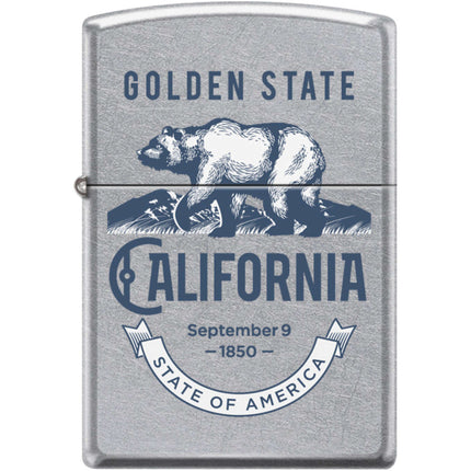 Zippo Windproof Pocket Lighter - California Golden State Street Chrome Metal | XC523